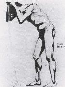 Egon Schiele Standing male nude leaning or a scythe oil